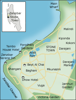 Map of Stone-Town in Zanzibar